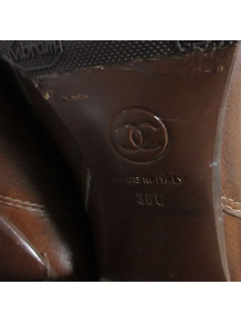 Chanel CC Logo Leather Long Boots 36 Brown